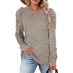 Women Crewneck Puff-Sleeve Sweatshirt - XL